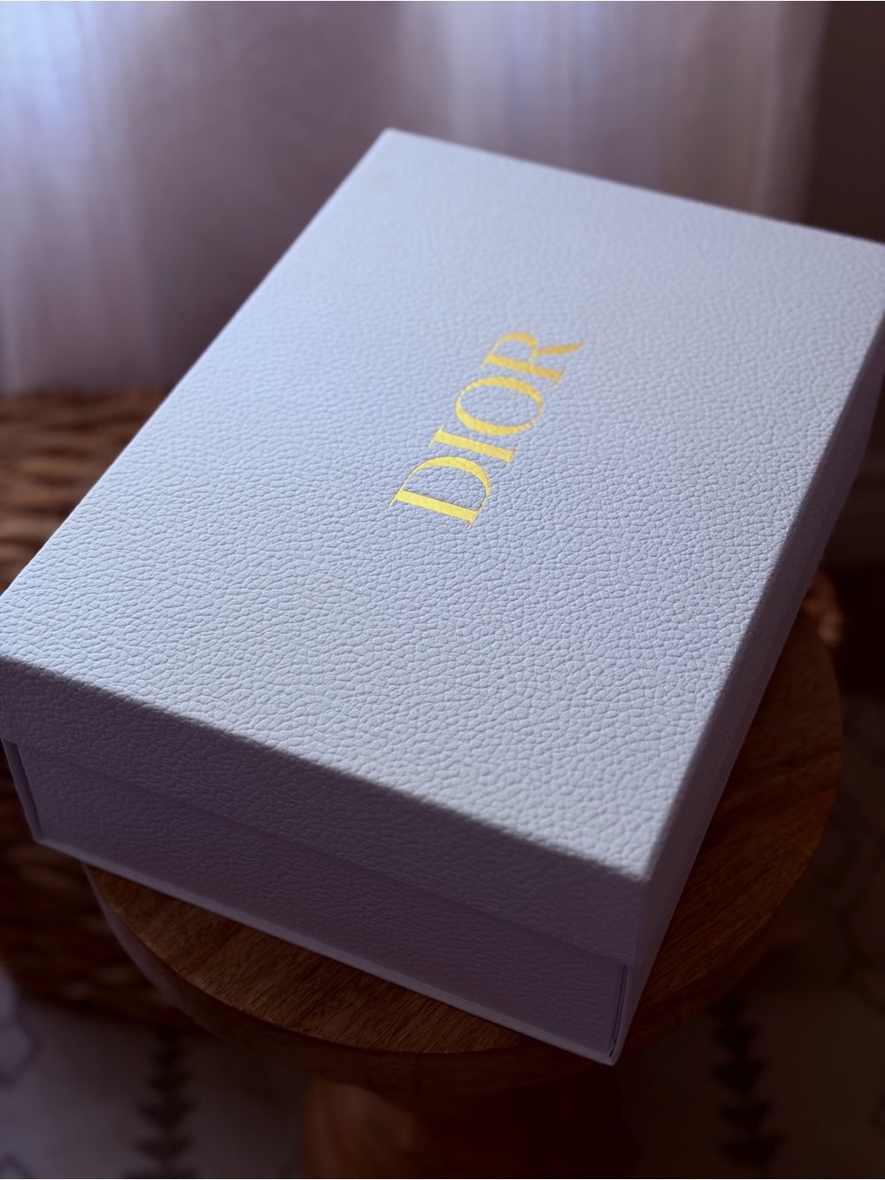 Authentic Dior White Pebbled Gift Box with Ribbon - Empty